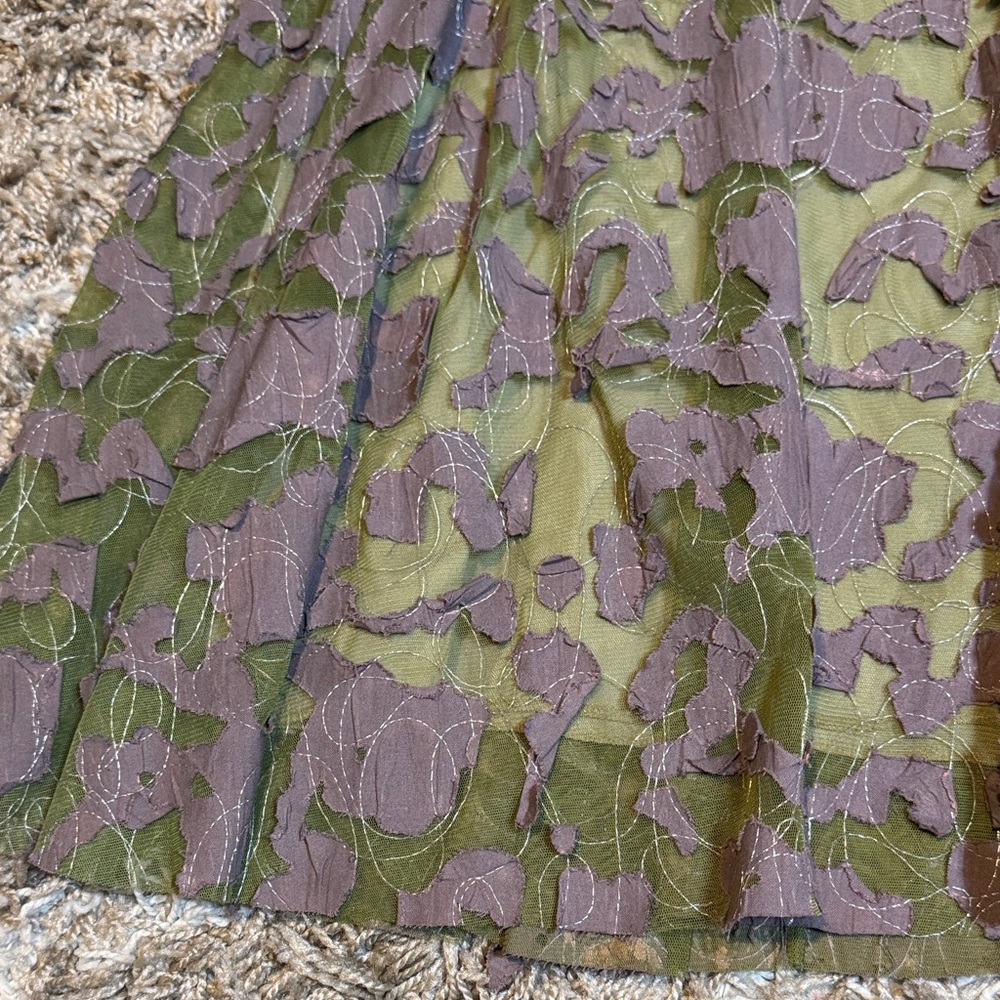 NWT Petit Pois Floral Appliqué Mini Skirt Green/Lilac size XL - Picture 8 of 11